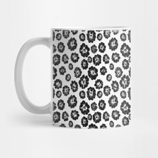 Black and White Neck Gator Black and White Flower Blooms Pattern Mug